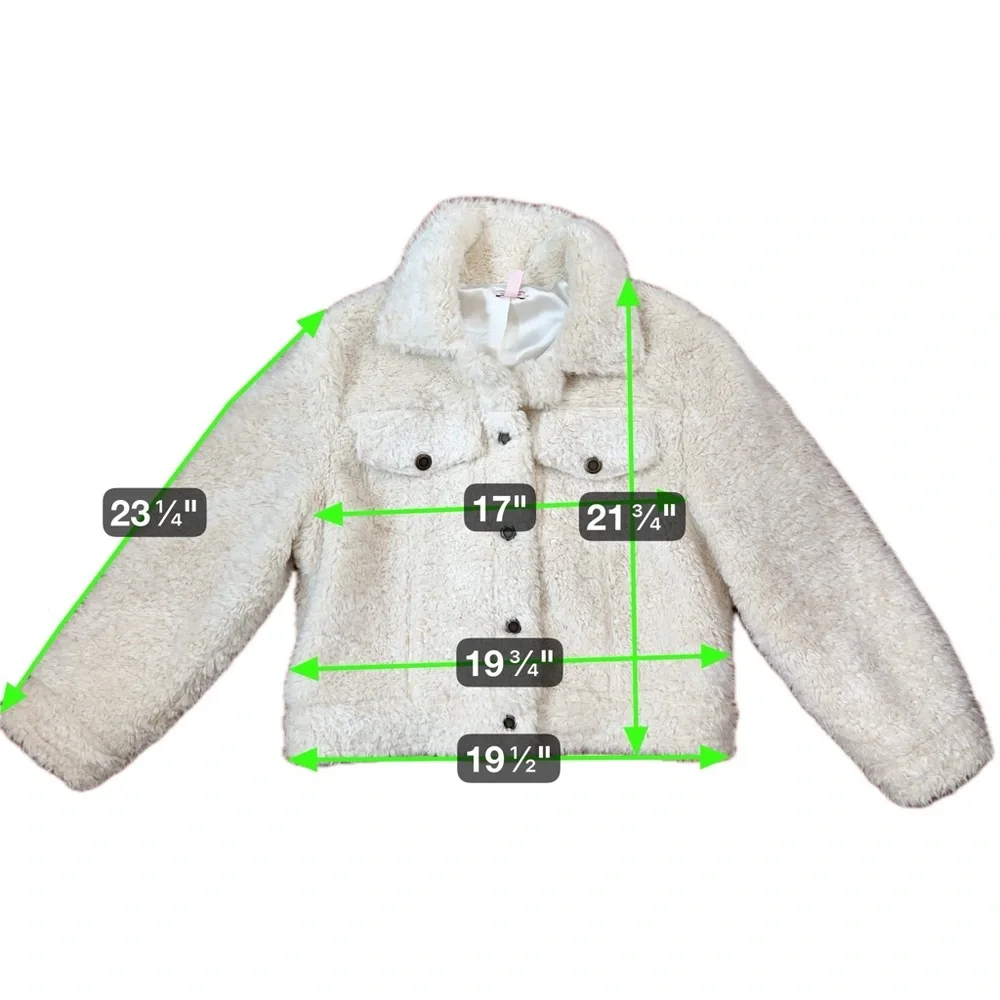 Victoria’s Secret Faux Fur Sherpa Teddy Jacket Cream White Size Large - Picture 12 of 15